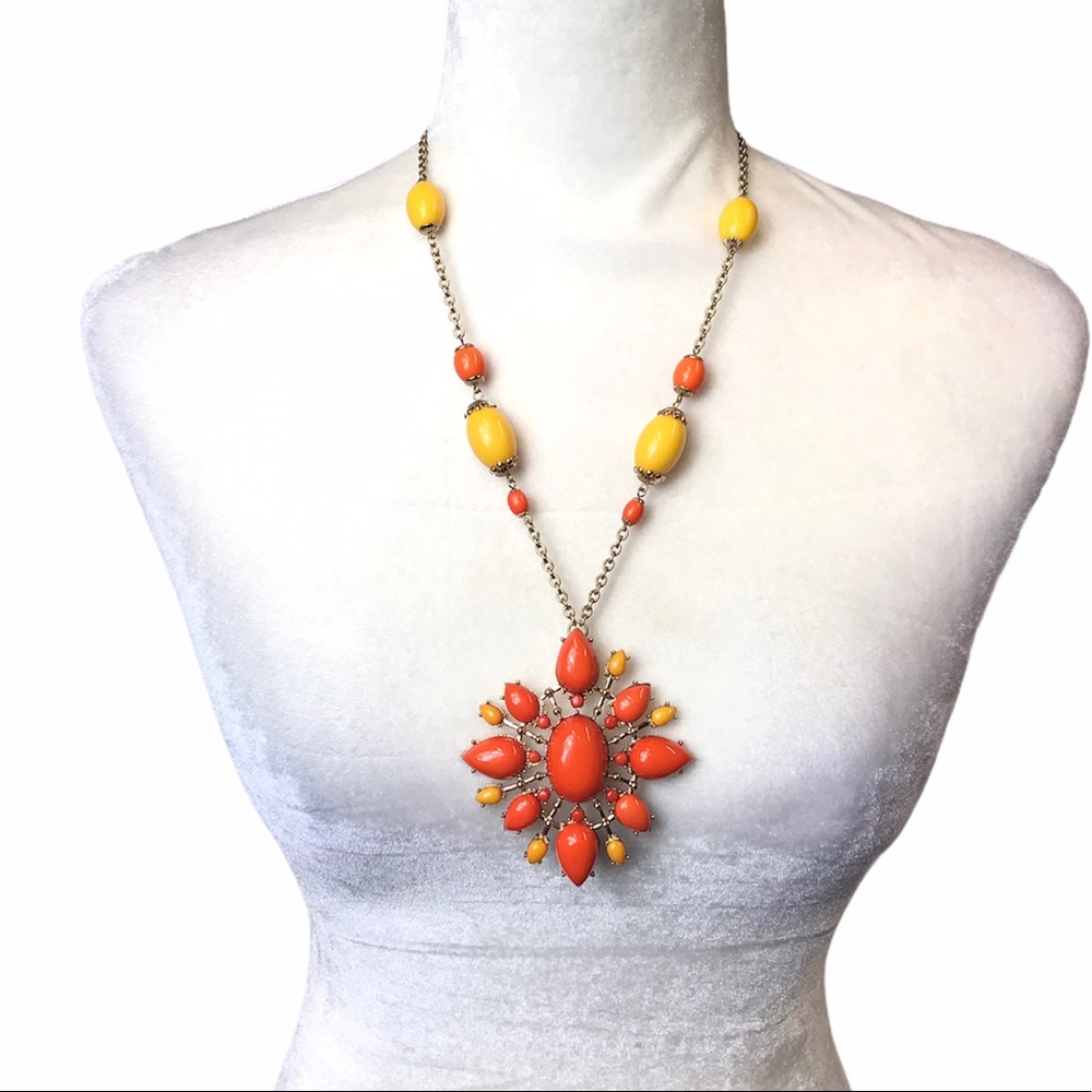 Starburst‎ Pendant Statement Necklace Orange Yellow